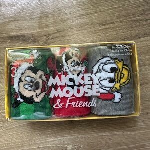 NIB Kids Disney Mickey Christmas Socks 3 Pk Gift Set
